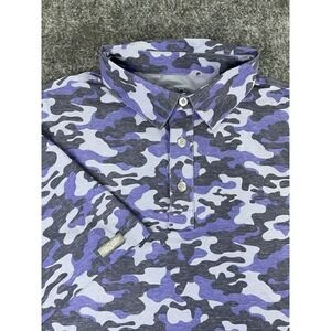 Straight Down Performance Polo Shirt Mens Large Purple Camo Golf Stretch No Logo